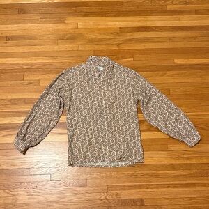 Vintage Patterned Long Sleeve Button-up Shirt